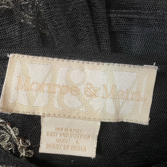 Monroe & Main black sheer long bell sleeve blouse friends style witchcore - Picture 6 of 8